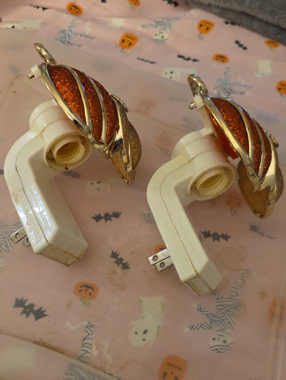 Set Of 2 Gold and Orange Pumpkin Wallflower Plug In Decor - Picture 2 of 3